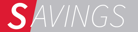 S-SERIES_SAVINGS_FC The image features the word "SAVINGS" in bold, white capital letters against a background divided into red on the left and light gray on the right.