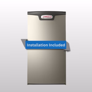 A Lennox EL297VK 2-Stage Furnace is displayed against a plain background, with a blue banner across the center that says "Installation Included.