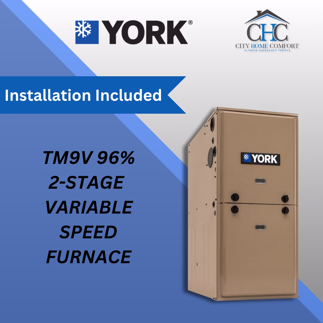 York TM9V two-stage variable-speed furnace installed by City Home Comfort